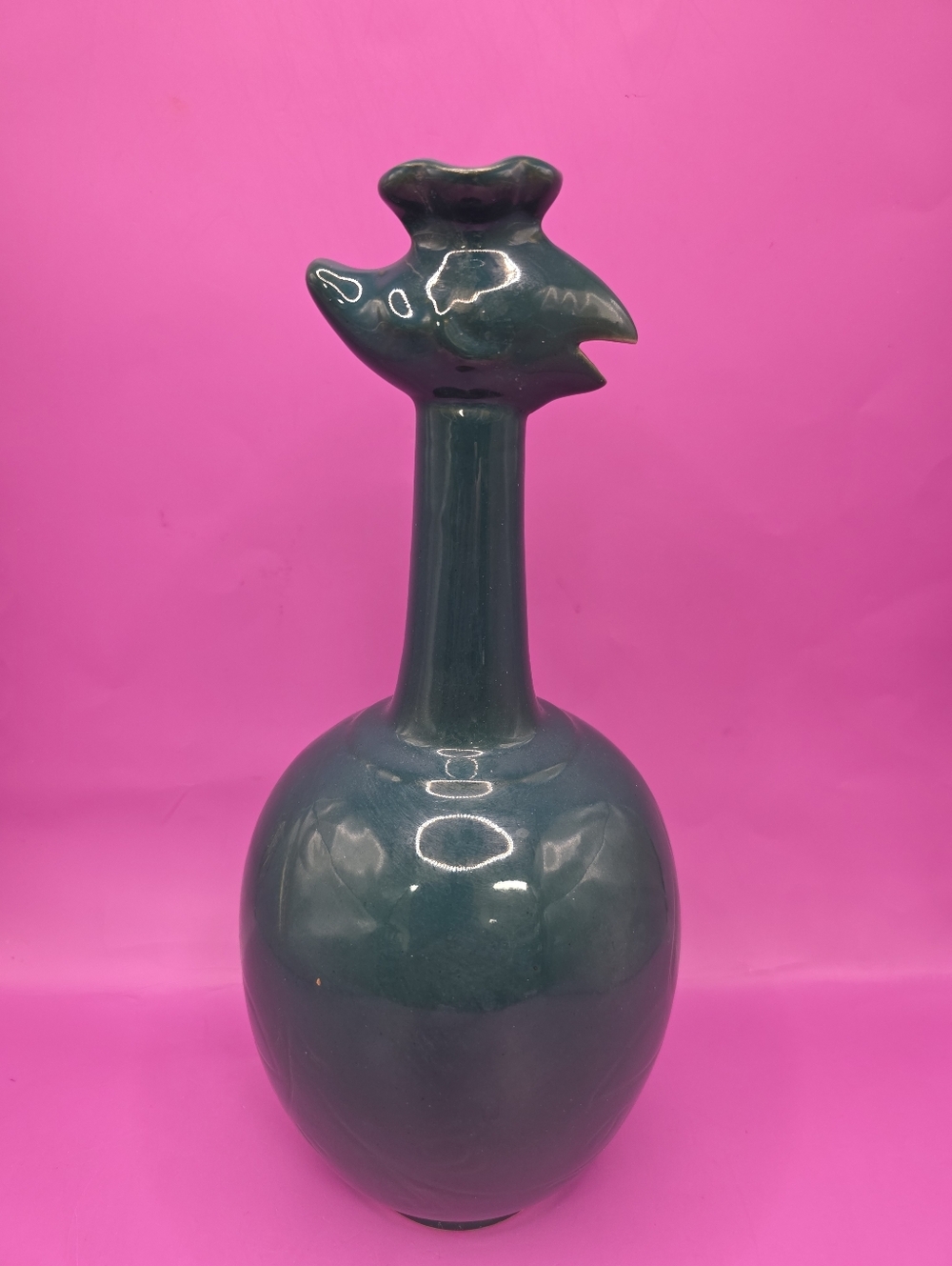 Chinese Glazed Porcelain Vessel With Chicken Head Motif